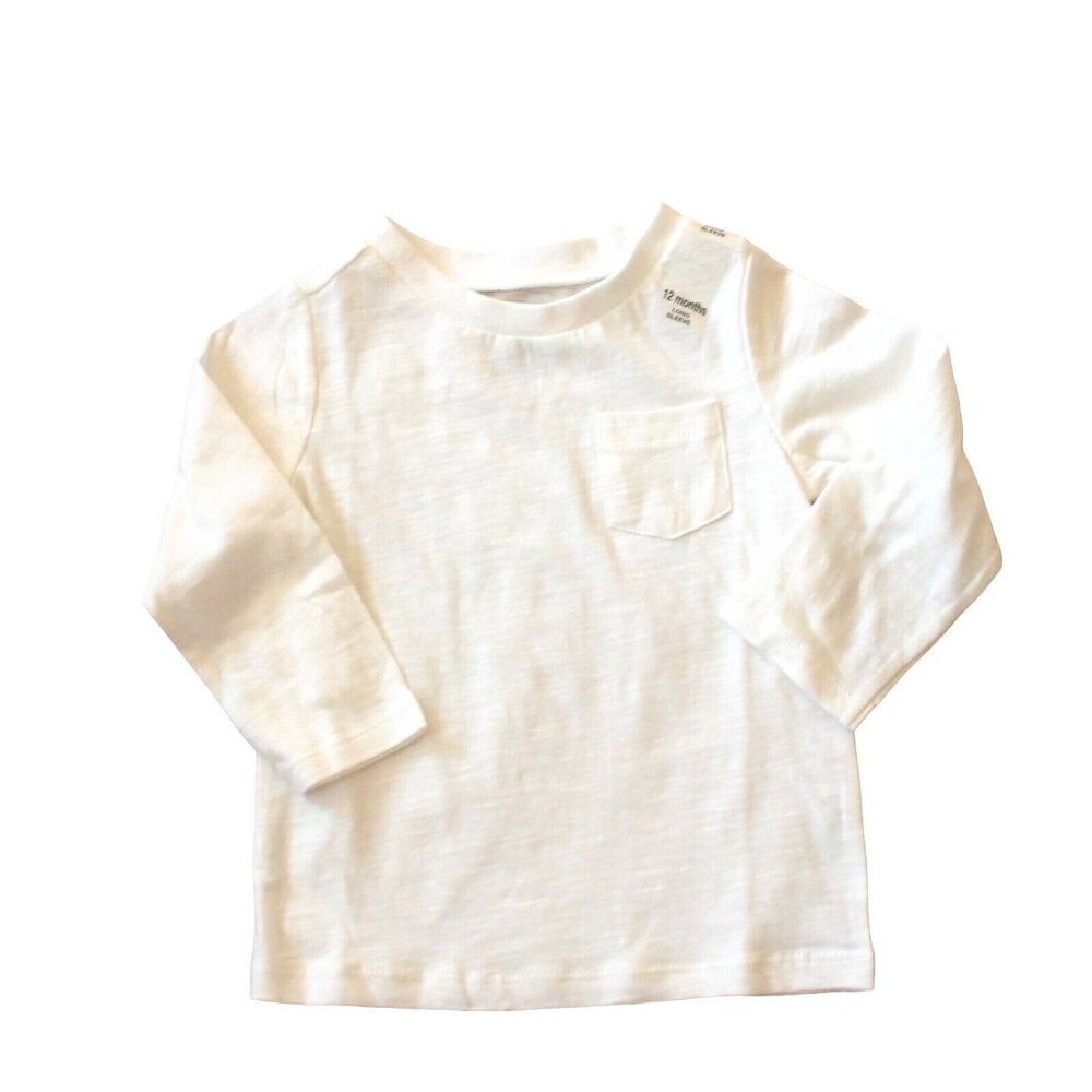 First Impressions infant long Sleeve T-shirt W/ Pocket-White-12 months-NWT